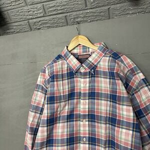 Vineyard Vines Shirt Mens 4XLT Blue Pink Plaid Classic Fit Murray Performance